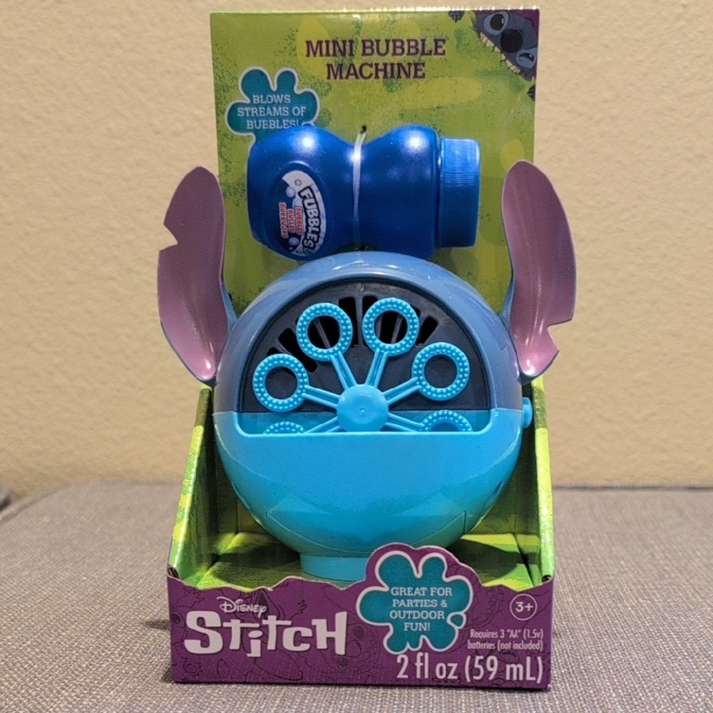 Disney Stitch Mini Bubble Machine - Blue and Purple